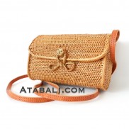 Ata round bag plain pattern with ribbon clip